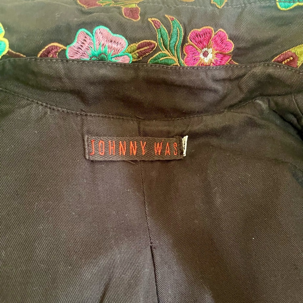 Johnny Was Black Jacket with Floral Embroidery